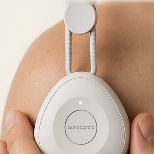 SonoCardio wearable device with one-tap button
